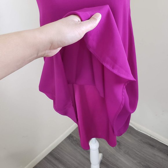 Lulu's Sleeveless Loose Chiffon Mini Shift Dress Fuchsia Pink Size Small - Picture 7 of 11